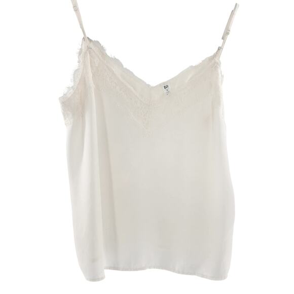 BP Women’s Camisole Lace Trim Crop Top V Neck Adjustable Straps White Medium - Picture 2 of 8